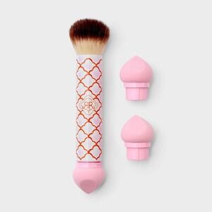 Roller Rabbit Target Makeup Brush & Sponge Set Pink Hearts Handle Beauty Tool